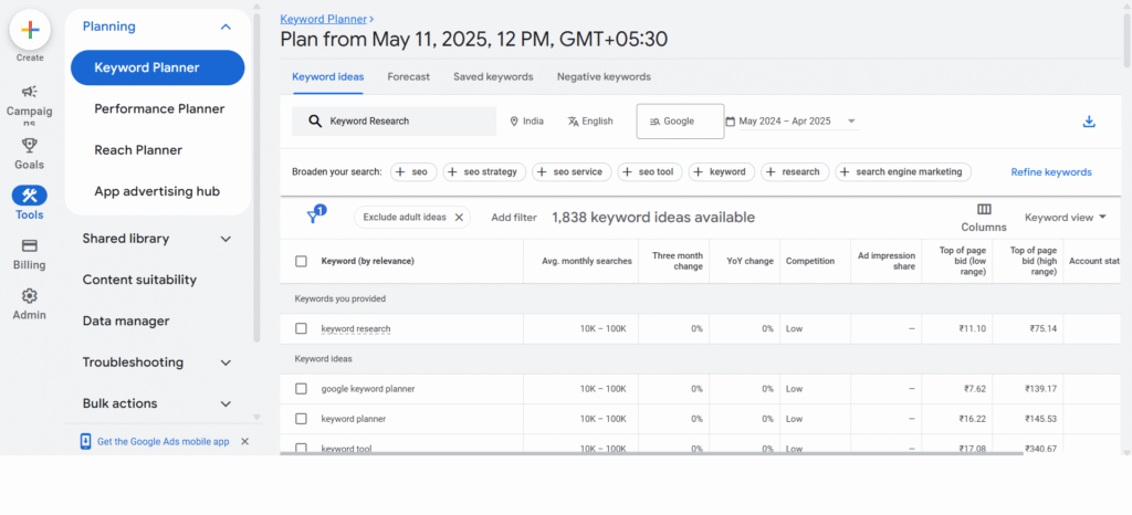 The Ultimate Guide to Keyword Research for SEO in 2025 Google Keyword Planner for SEO